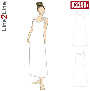 Line2Line snitmønster - K2209 Tank top maxi kjole, PLUS